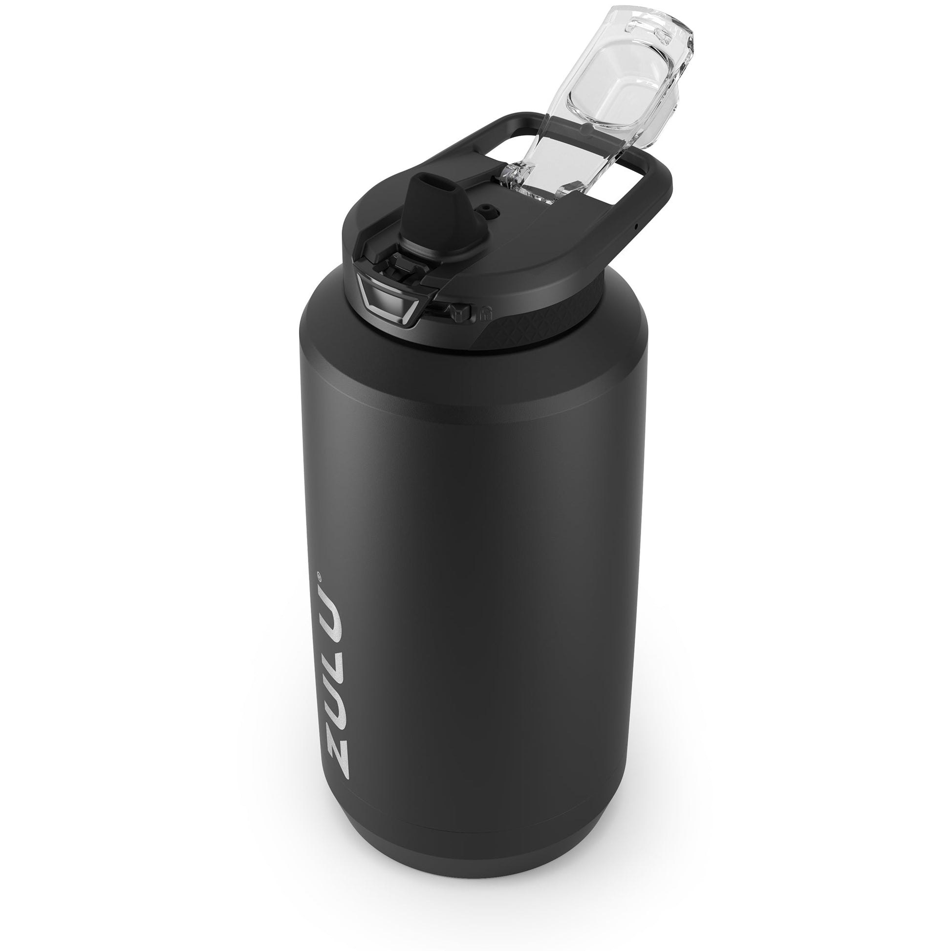 goals-stainless-steel-half-gallon-water-bottle-with-straw-o6 ZuluGoals64ozSSJug_Straw_AngleLidOpen_Keytography_Black.jpg